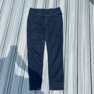 BDG -  tapered leg blue jeans with wide waist band 6 buttons - 32-